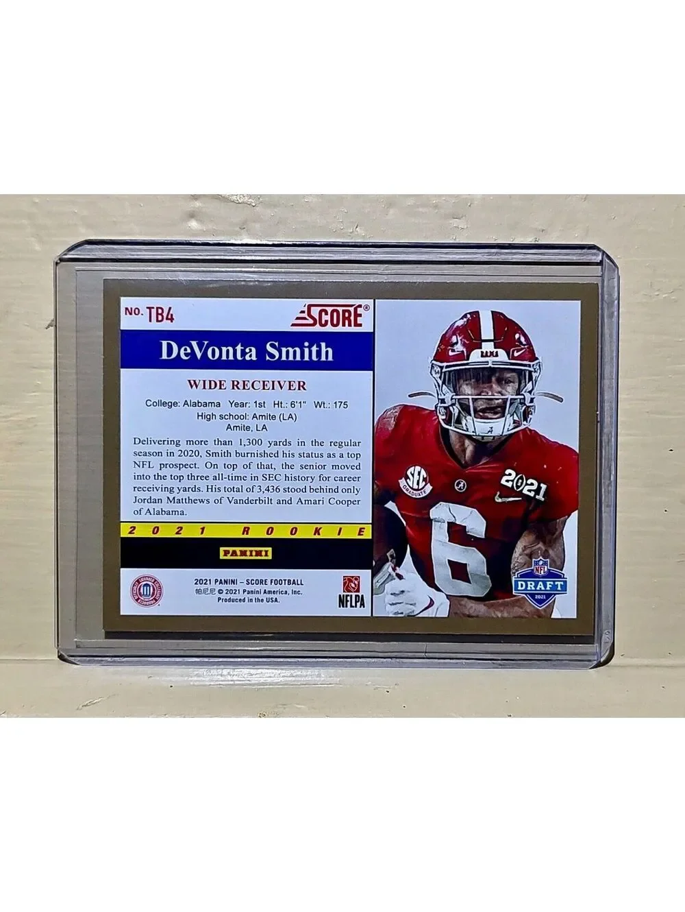 2021 DeVonta Smith Score #TB4 Rookie NFL Draft Trading Card Crimson Tide